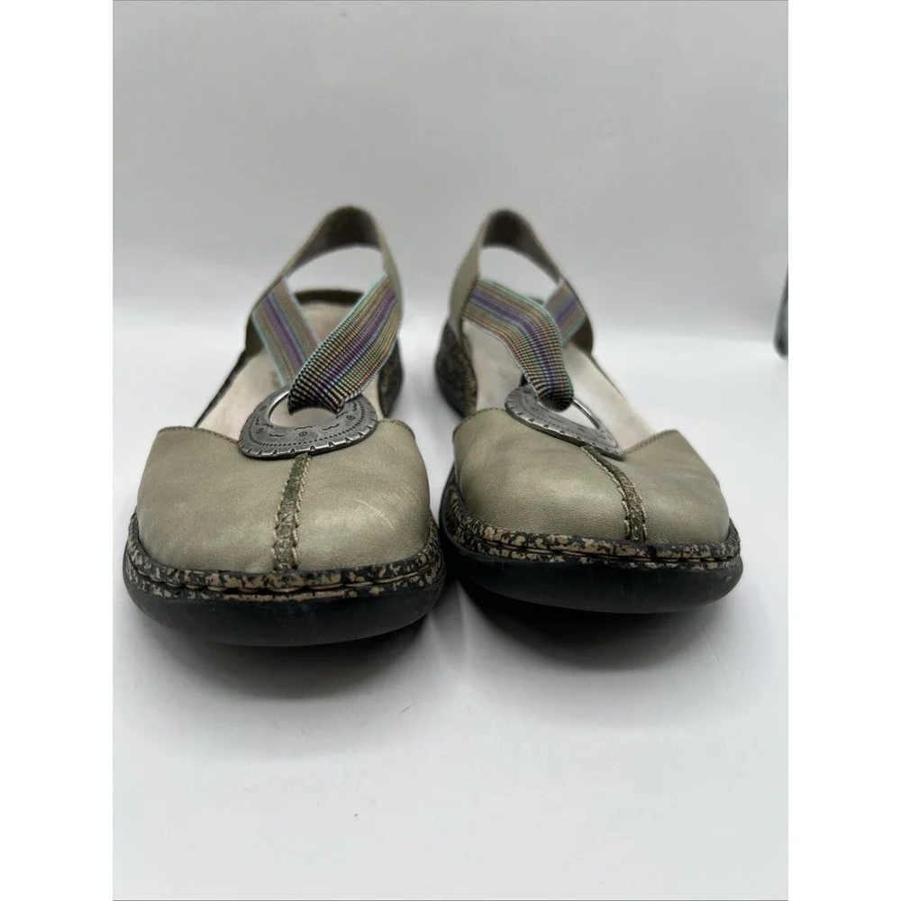 Rieker Anti Stress Women's 37 US 6.5 Daisy Slip On Mary Jane Comfort Shoes Green